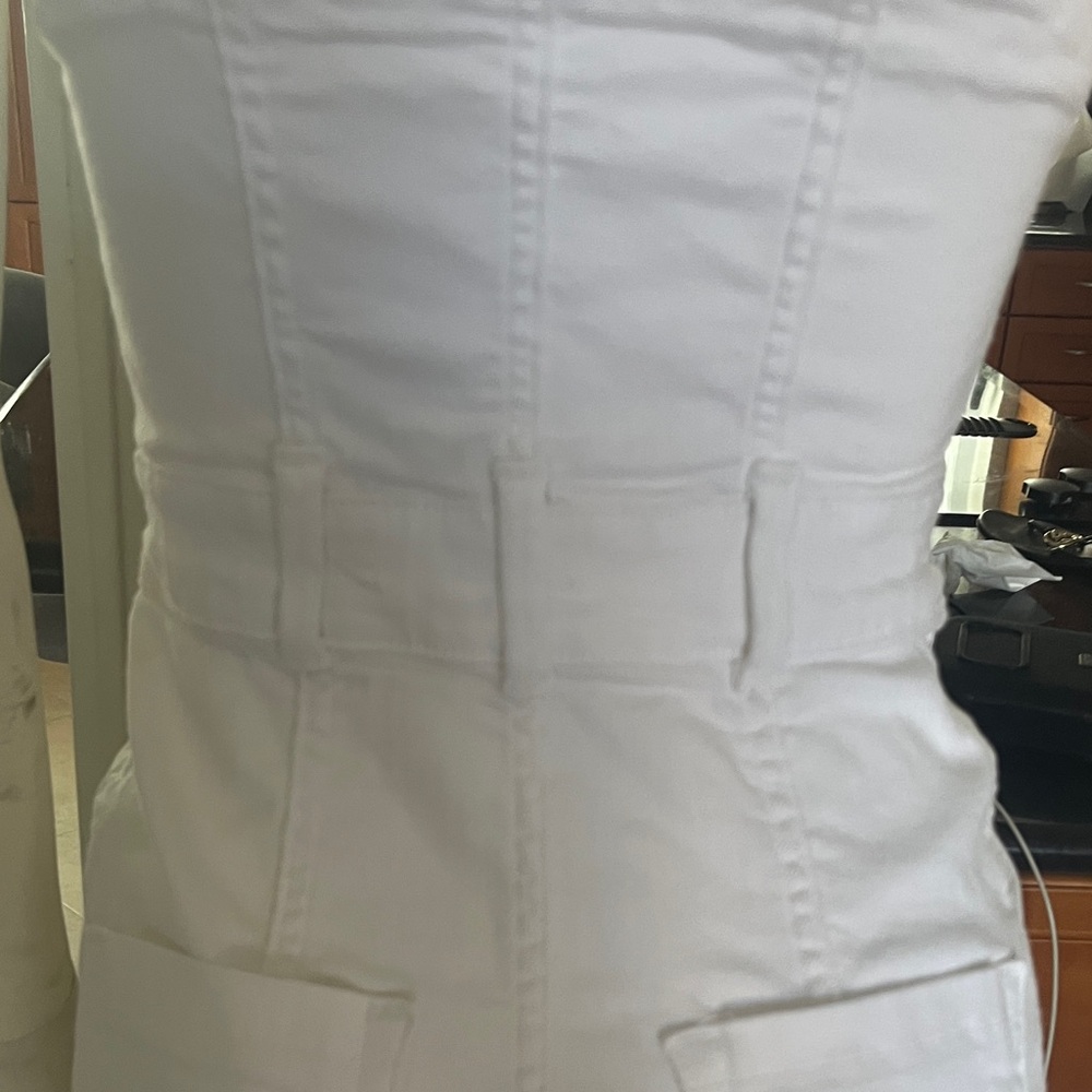 Zara DENIM Strapless White Button-Front Dress with pockets XS - Picture 5 of 6